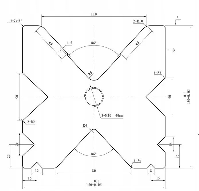 Matryca pryzma wielorowkowa Digima do prasy krawędziowej TYP AMADA 150x150x3200 mm 300T M20