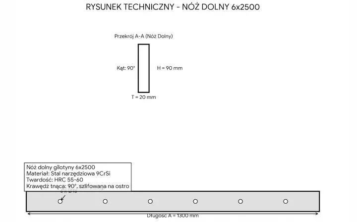 Noze-do-gilotyny-6x2500-mm-dolne-NG4-hydraulicznych-nozyc-4-stronne-wymiana-Kod-producenta-6x2500-DOWN