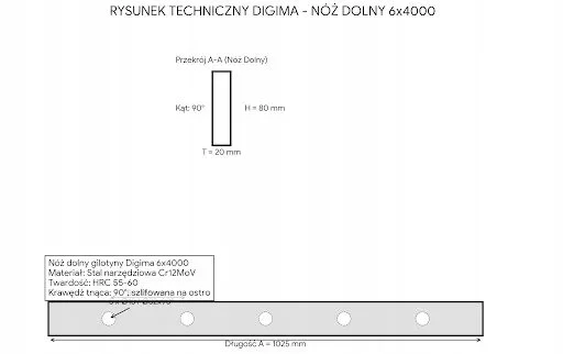 Analiza parametrów technicznych noża dolnego Digima 6x4000