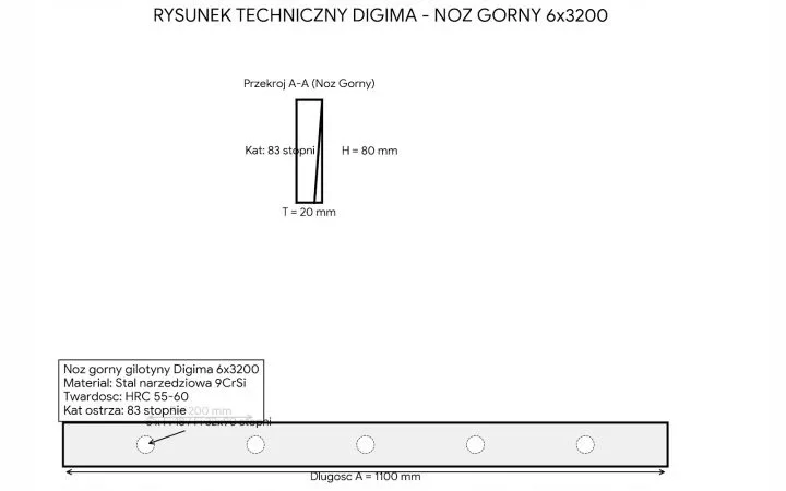 Analiza parametrów technicznych noża górnego Digima 6x3200