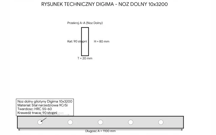 Analiza parametrów technicznych noża dolnego Digima 10x3200