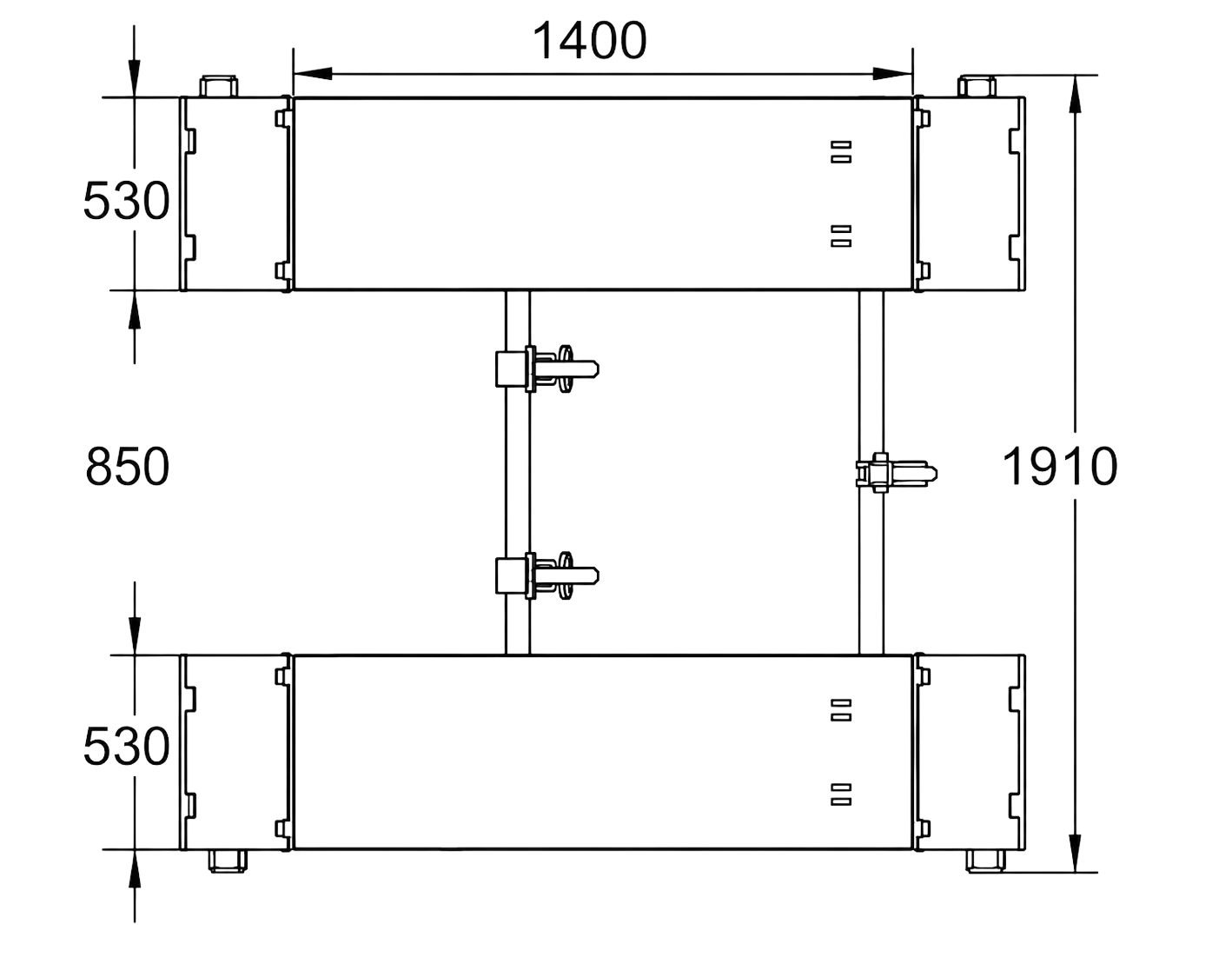 Schemat wymiarowy podnośnika TW635B