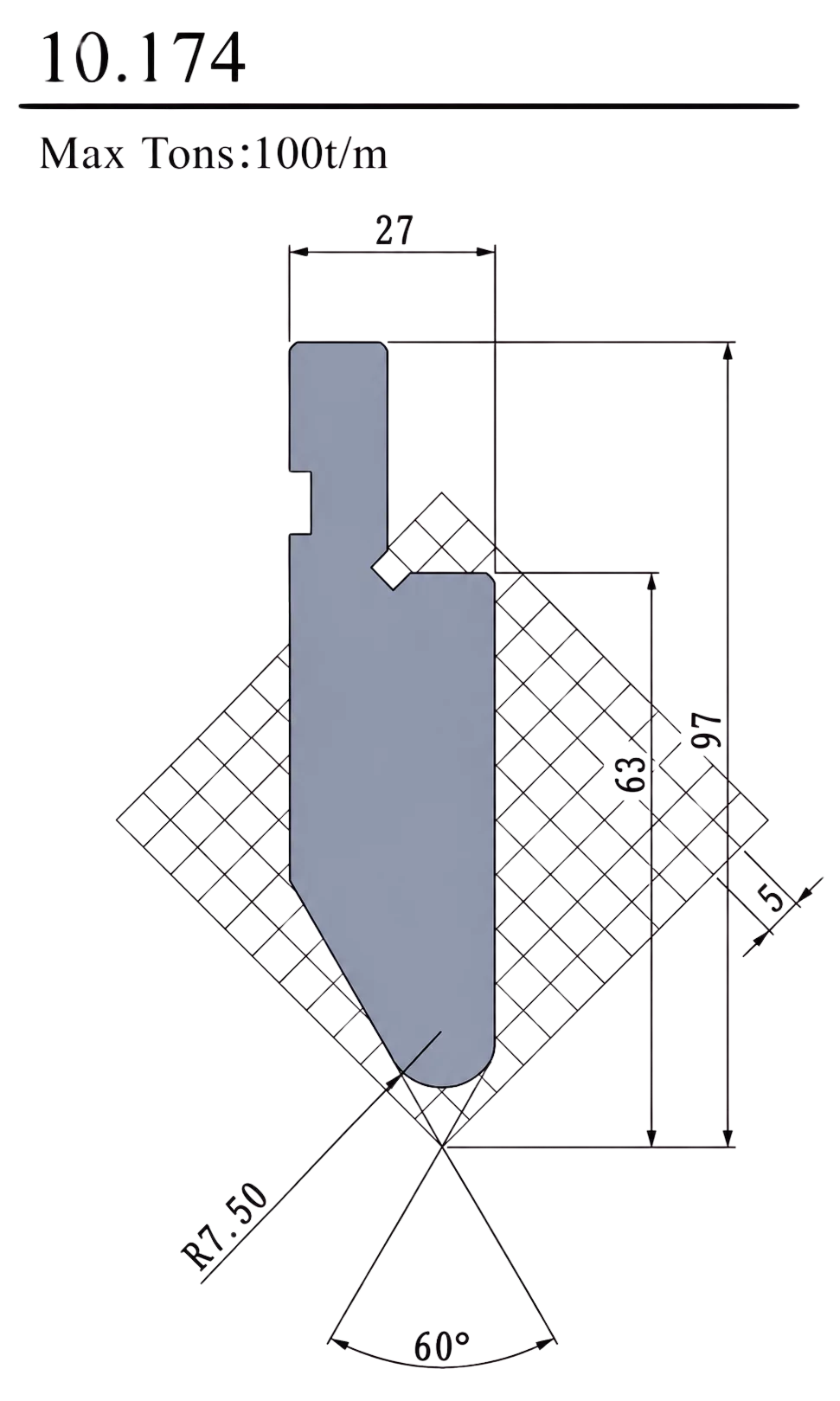 Stempel 60° 100T/M 10.174
