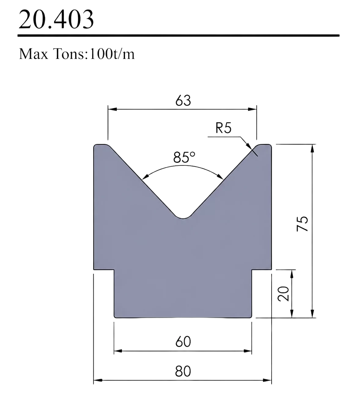 Matryca 85° 100T/M 20.403