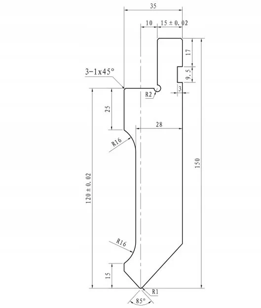 Stempel Digima do prasy krawędziowej AMADA 800x150x35 4 seg L= 3200 mm 250T